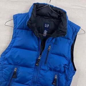 VTG Gap Puffer Vest Mens Large Blue Quilted Down Fill Full Zip Sleeveless Jacket